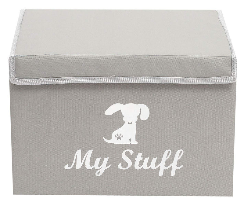 Brabtod Collapsible Storage Bins with Lids Canvas Foldable Dog Storage Basket for Organizer Toys, Kids, Pets, Blankets, Closet, Rectangular,Waterproof Inner-gray gray - PawsPlanet Australia