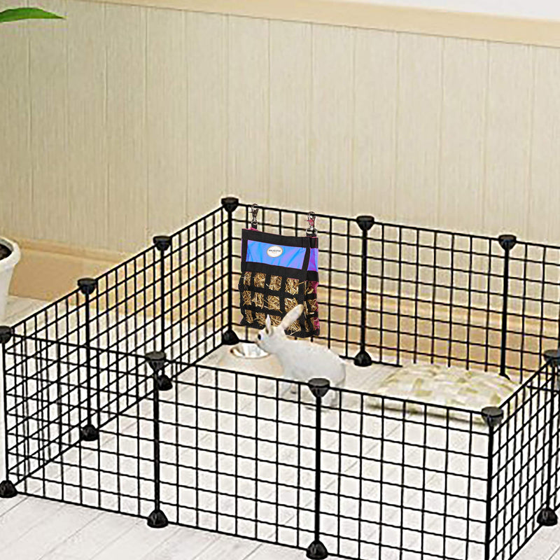 Majestic Ally Guinea Pig Hay Feeder – Rabbit Hay Feeder – Premium Quality Highly Durable Nylon – Three Side Open Slow Feed Hay Bag for Small Animals – 5 Lovely Colors (Black) Black - PawsPlanet Australia