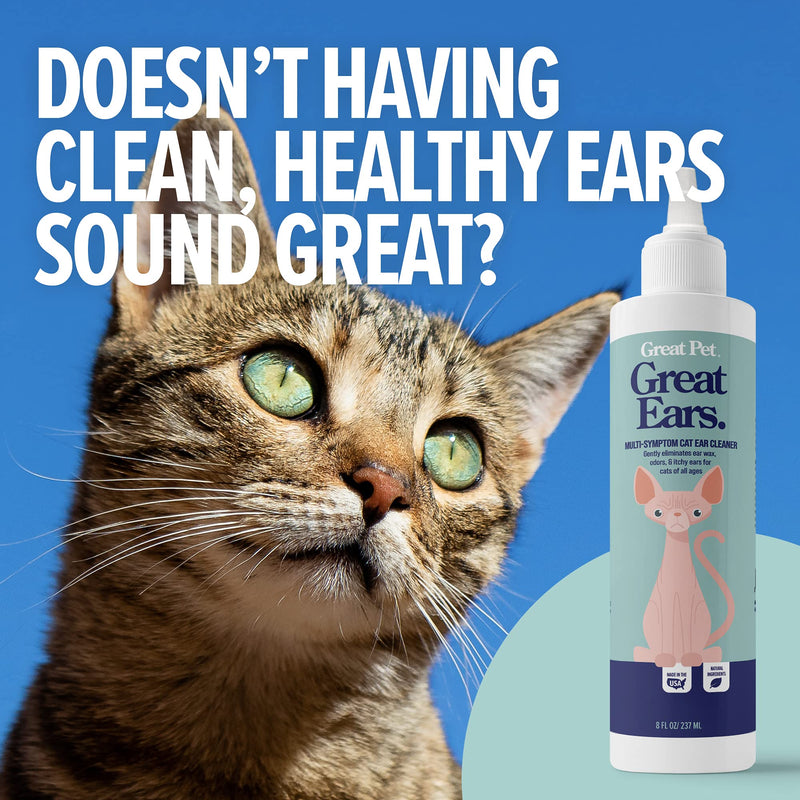 Great Pets - Dog & Cat Ear Cleaner - Advanced Ear Cleaning Solution for Dogs & Cats (8oz Bottle), Cat & Dog Ear Wash Rinse, Ear Wash Cleanser - Cleans Wax, Removes Irritation, Itching and Infection - PawsPlanet Australia