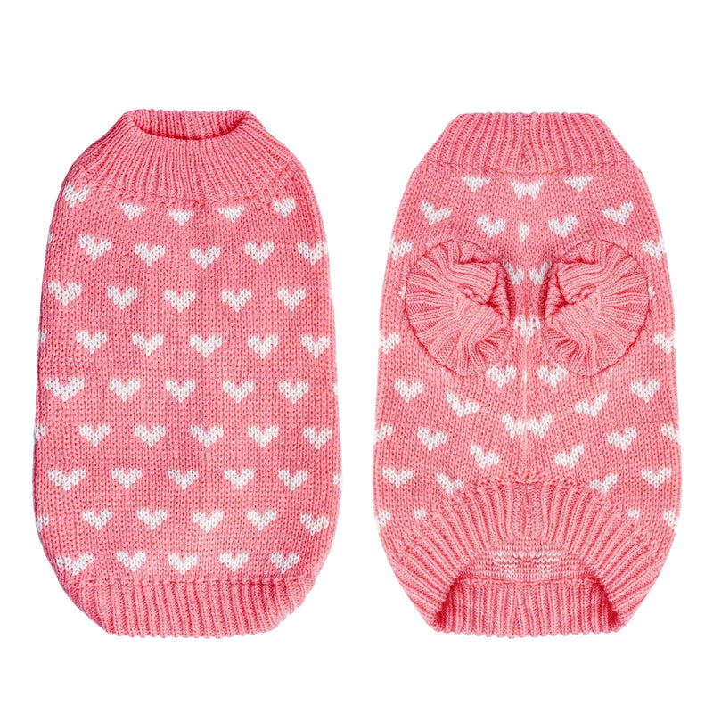 Dxhycc Dog Knitted Sweater Dog Heart Sweater Puppy Sweater Warm Soft Pet Holiday Clothes for Small Medium Cats and Dogs - PawsPlanet Australia