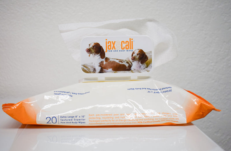 [Australia] - JAX & CALI Pet Wipes – Natural Textured Paw and Body Wipes – Holistic – Hypoallergenic – Cruelty Free – Vegan – Extra Large 8 Inches x 10 Inches – for Dogs and Cats 20 