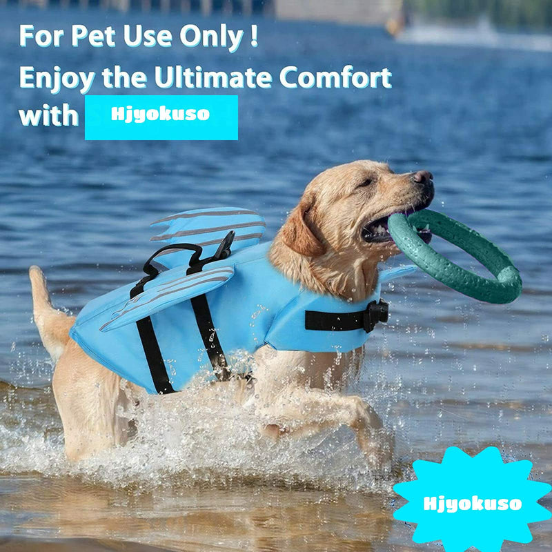 Hjyokuso Dog Life Jacket with Wings, Adjustable Reflective Pet Life Vests for Swimming with High Buoyancy & Rescue Handle, Safety Pet Lifesaver Flotation Suit for Small Medium Large Dogs (Blue,L) Large(Chest: 24.4-26.8) Blue - PawsPlanet Australia