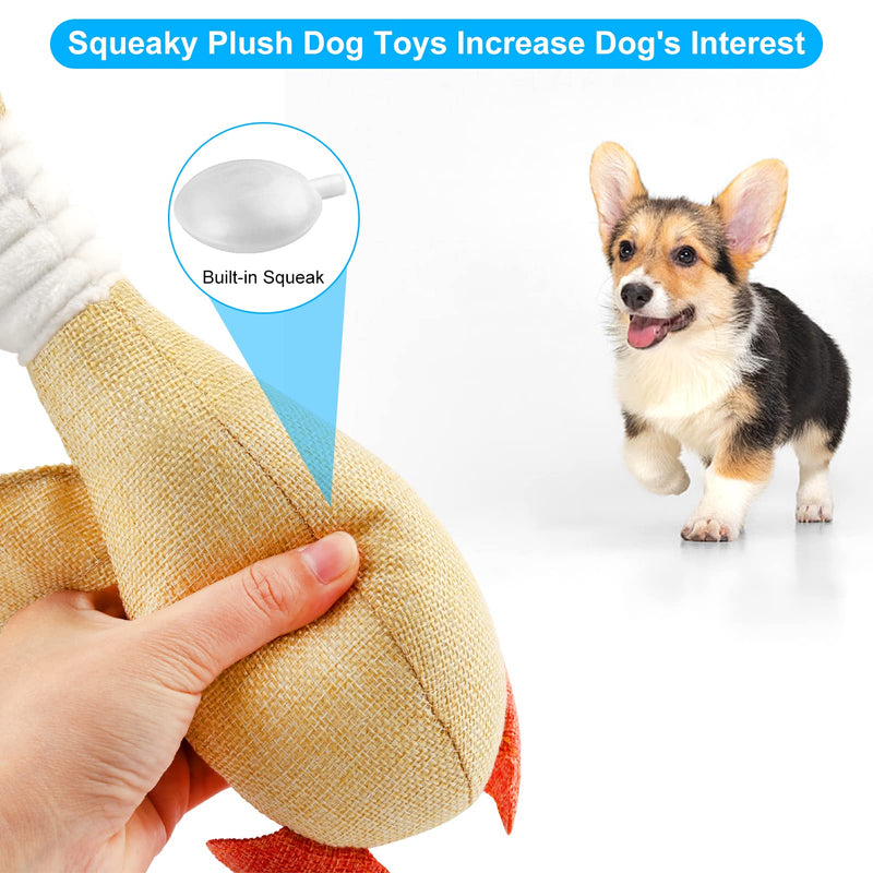 Elezenioc Squeaky Dog Toys, Durable Soft Toys for Dogs Small, Puppy Stuffed Plush Cuddly Dog Toys,Puppy Chews Toys for Cleaning Teeth, Interactive Dog Toys for Boredom from 8 weeks(Beige Goose) Beige Goose - PawsPlanet Australia