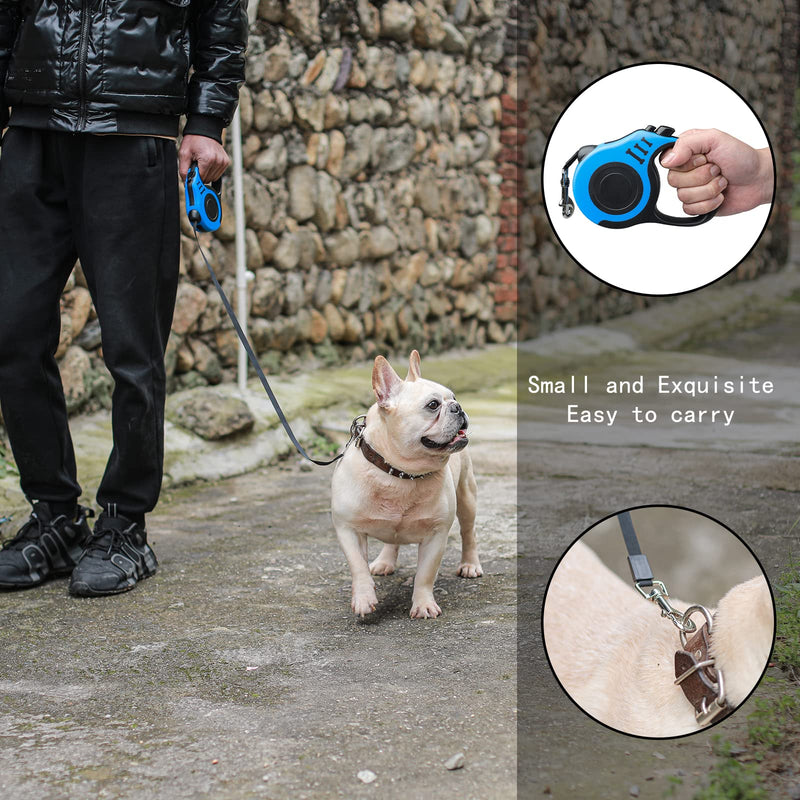 Retractable Dog Leash, Durable Nylon Long Dog Leash with Non-Slip Handle, 360° No Tangles, One Button Lock & Release, Leashes for Small Medium/Large Dogs 11FT Blue - PawsPlanet Australia