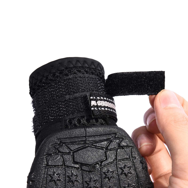 HiPaw Summer Breathable Dog Boot Reflective Strap Rugged Nonslip Sole for Hot Pavement 4 ( Insole 2.2"Width ) Black - PawsPlanet Australia