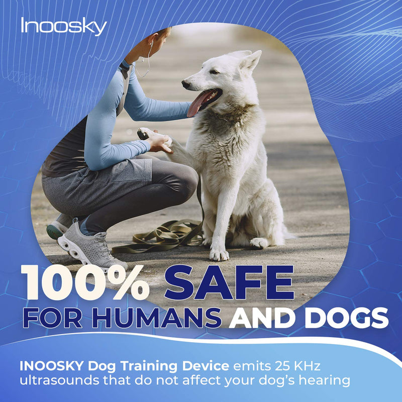 Inoosky Dog Barking Deterrent, Handheld Ultrasonic Dog Trainer - Stop Barking Devices Metallic Blue - PawsPlanet Australia