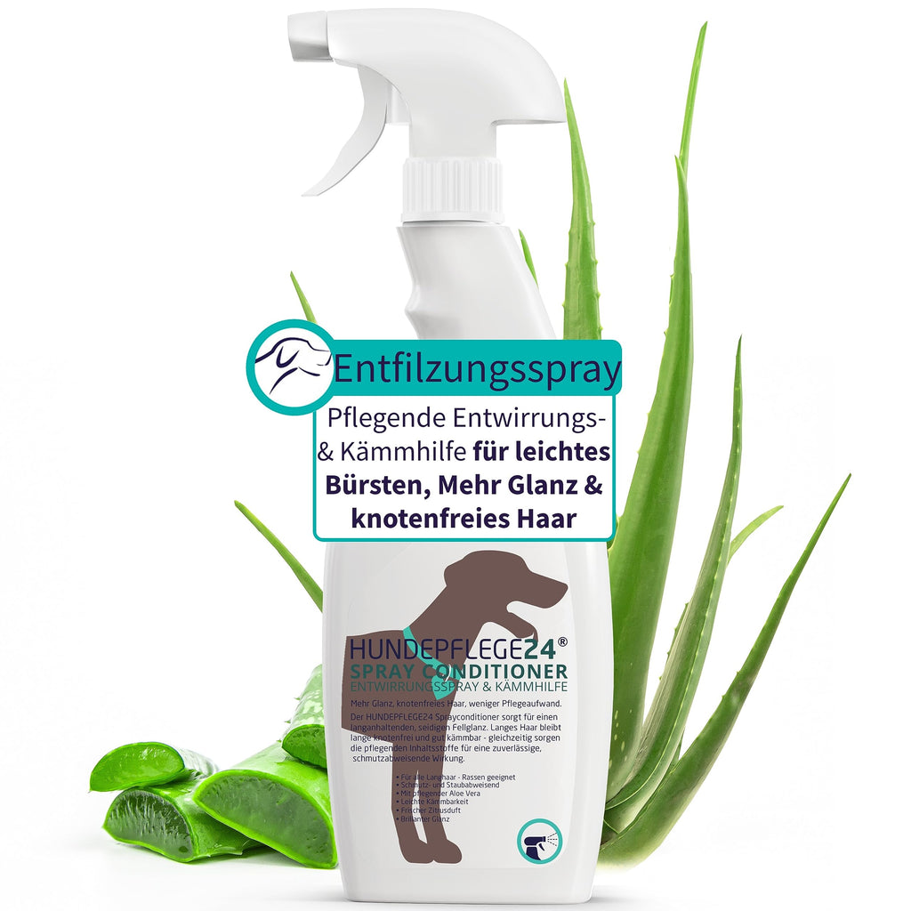 HUNDEPFLEGE24 dog conditioner care spray for effective de-matting, easy combing and gentle fur care for dogs and cats - care combing aid and de-matting spray for dogs long hair and short hair 500 ml - PawsPlanet Australia