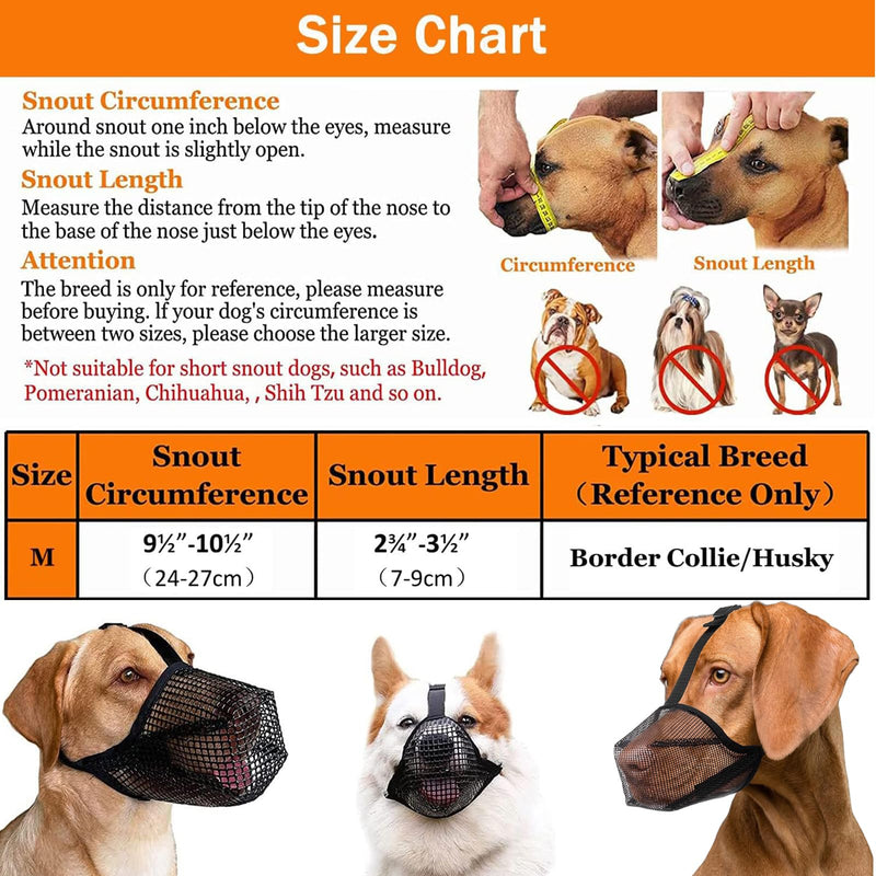 Exsbtay Mesh Dog Muzzle, Muzzle for Dogs, Basket Muzzle for Dogs, Breathable Pet Mask Dog Training Muzzle for Small Medium Large Dogs (M, Black) - PawsPlanet Australia