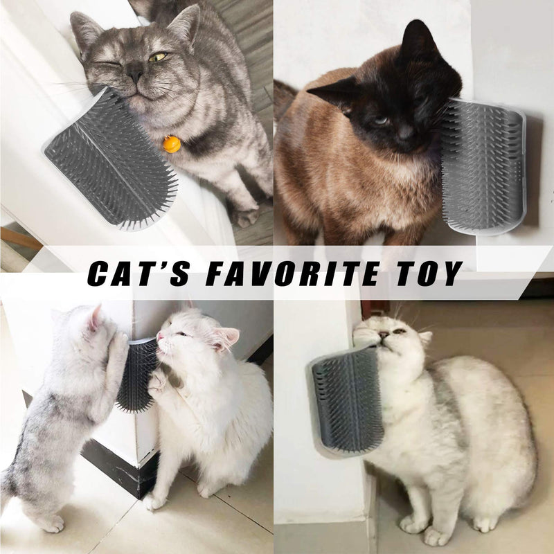 [Australia] - Cat Self Groomer, 2 Pack Cat Self Groomer Brush, Cat Face Scratcher, Cat Self Groomer Wall Corner, Cat Corner Groomer, Corner Cat Groomer, Cat Self Grooming Wall Massage Brush, Best Gift for Pet Grey 