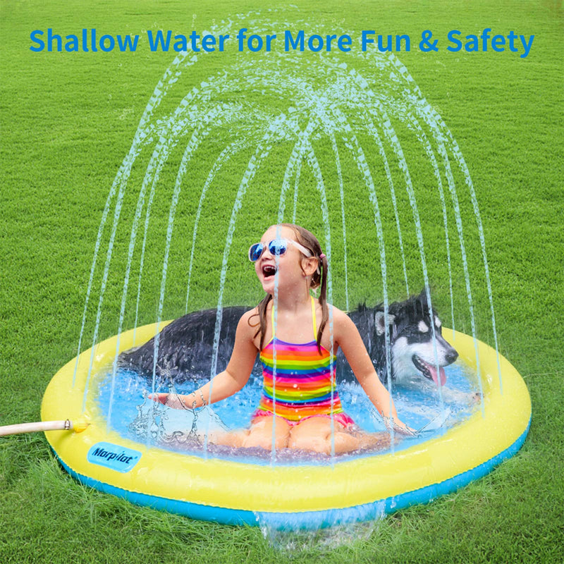 morpilot Thickened Dog Sprinkler Splash Pad for Dogs and Kids, 51" Wading Dog Pool with Sprinkler and Adjustable Water Height, Shallow Dog Bath Pool Bathing Tub, Pet Summer Outdoor Water Play Mat - PawsPlanet Australia