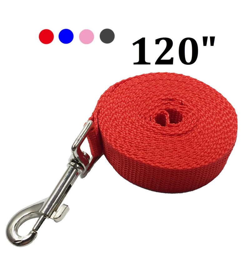 [Australia] - FUNPET Nylon Dog Leash 10-Feet Long 0.8-Inch Wide for Training and Walking Red 