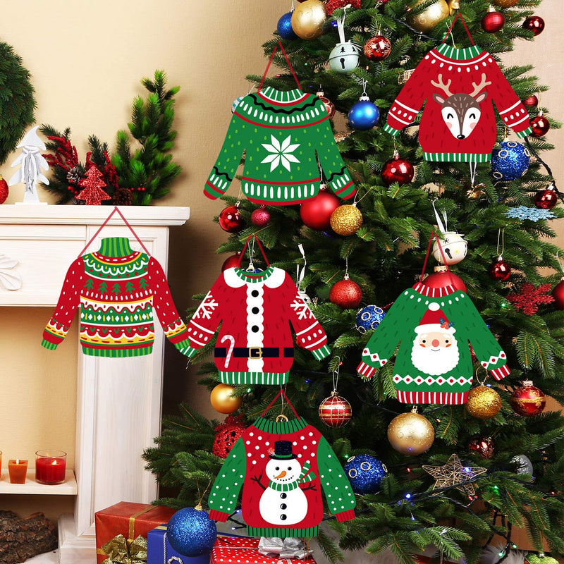 Ugly Sweater Decorations Hanging Banner 12 Pieces Ugly Christmas Party Decorations Holiday Party Indoor Hanging Decor - PawsPlanet Australia
