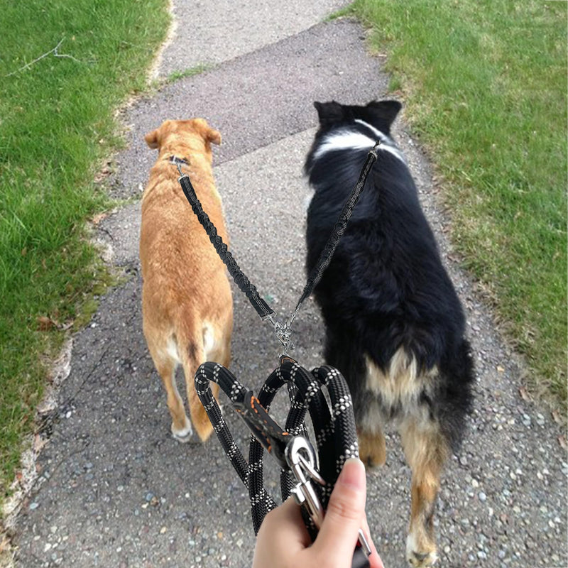 Trhillsbrad 3m x 14mm Double Dog Leash for 2 Dogs, Adjustable Dog Leash Large Medium Dog, Tangle Free 360° Rotating Splitter Double Leash for Two Dogs, Black - PawsPlanet Australia