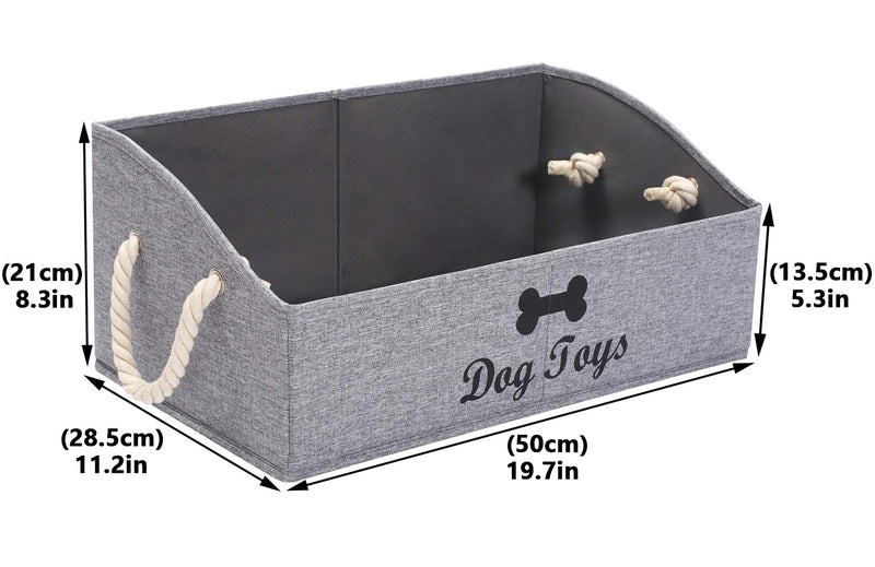 Morezi Canvas Pet Toy and Accessory Storage Bin, Basket Chest Organizer - Perfect for Organizing Pet Toys, Blankets, Leashes and Food - Snow Grey - Rectangle - Dog Dog Snow Grey - PawsPlanet Australia