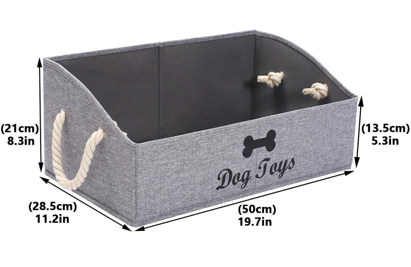 Geyecete Large Dog Toys Storage Bins - Foldable Fabric Trapezoid Organizer Boxes with Cotton Handle, Collapsible Basket for Shelves (Snow Gray-DOG) Snow Gray - PawsPlanet Australia