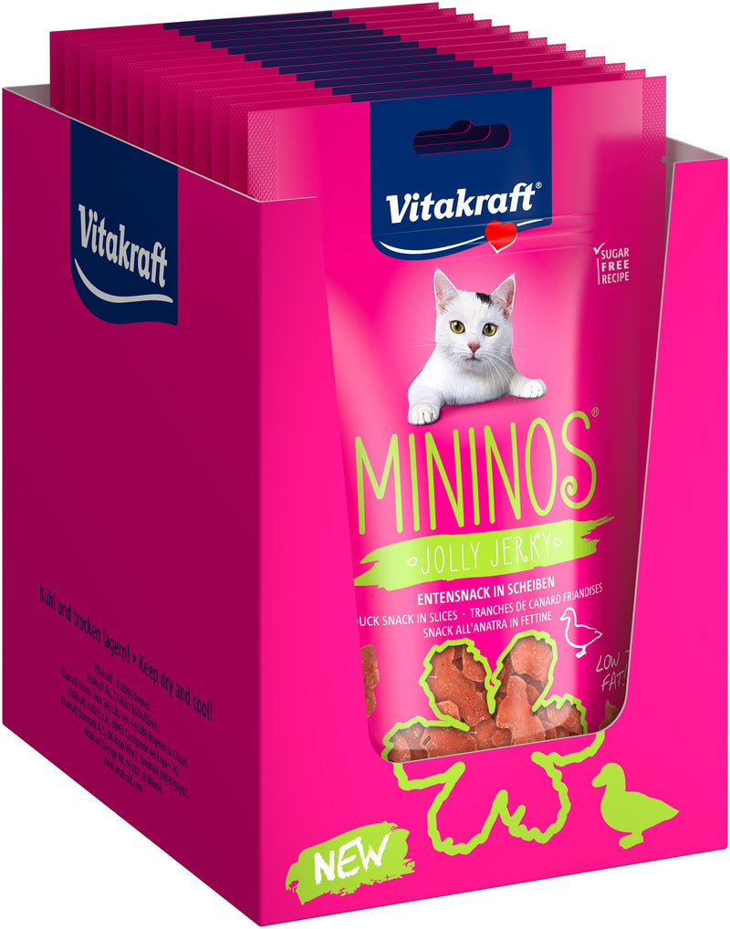 Vitakraft Mininos Jolly Jerky, duck snack in slices, cat snack, to reward and pamper, no added sugar, low fat content (13x 40g) duck - PawsPlanet Australia