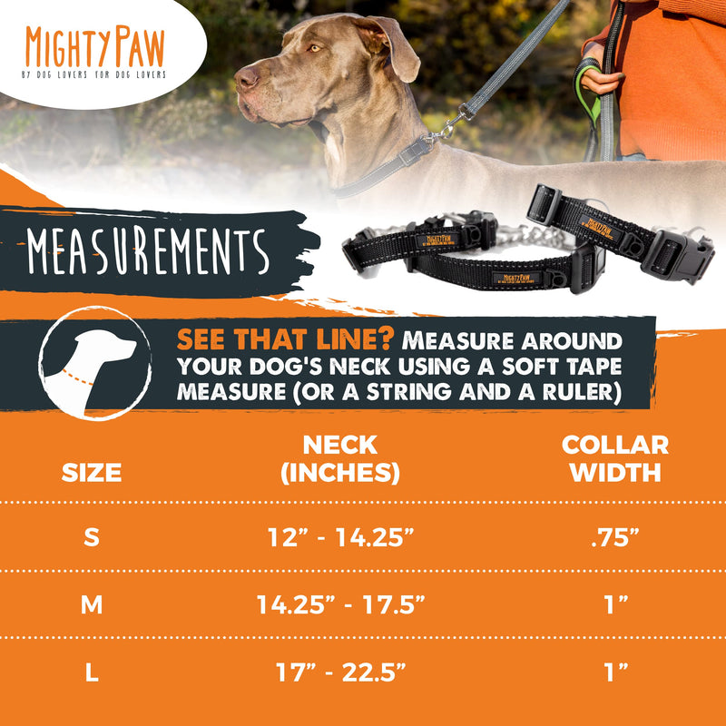 Mighty Paw Martingale Collar, Training Dog Collar, Limited Cinch Chain Pet Gear for No Pull Leash Walking Small Black - PawsPlanet Australia