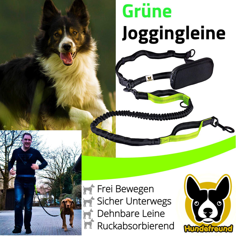 Jogging leash - Elastic and reflective 120 cm dog leash (stretchable up to 200 cm) with adjustable hip belt with hip bag - Ideal for hands-free jogging, walking and hiking - PawsPlanet Australia