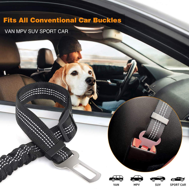EasyULT 3 Pack Pet Safety Strong Leash Leads, Adjustable Safety Heavy Duty Elastic Lead Harness for Cars with Elastic Nylon Bungee Buffer, with Metal Buckle, Pet Travel Accessories(Black) Black - PawsPlanet Australia