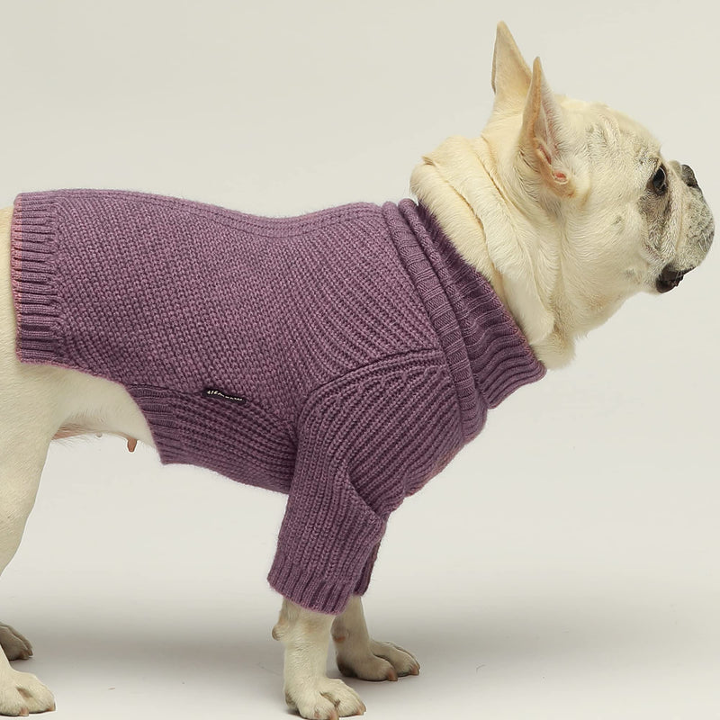 Fitwarm Thermal Knitted Dog Sweater Doggy Winter Coat Pet Clothes Doggie Turtleneck Jacket Puppy Outfits Cat Sweatsuit XS Purple - PawsPlanet Australia