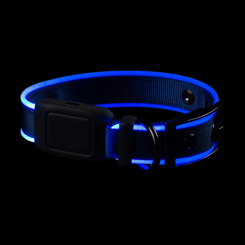 [Australia] - Nite Ize NiteDog Rechargeable LED Collar, USB Rechargeable Light Up Dog Collar w/ Metal Buckle Blue Small 