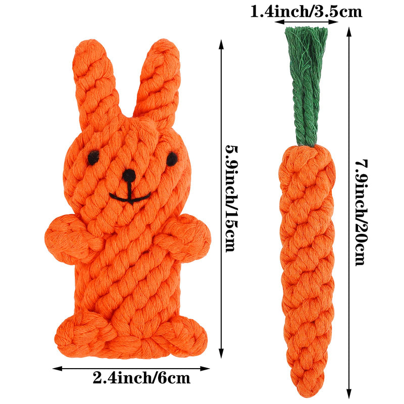 Ruisita Puppy Boredom Rope Toy Cotton Natural Teeth Cleaning Chew Rope Dogs Ball Knot Training Toy Cotton Rope Dog Toys Pet Teeth Training Toys Orange Rabbit, Orange Carrot - PawsPlanet Australia