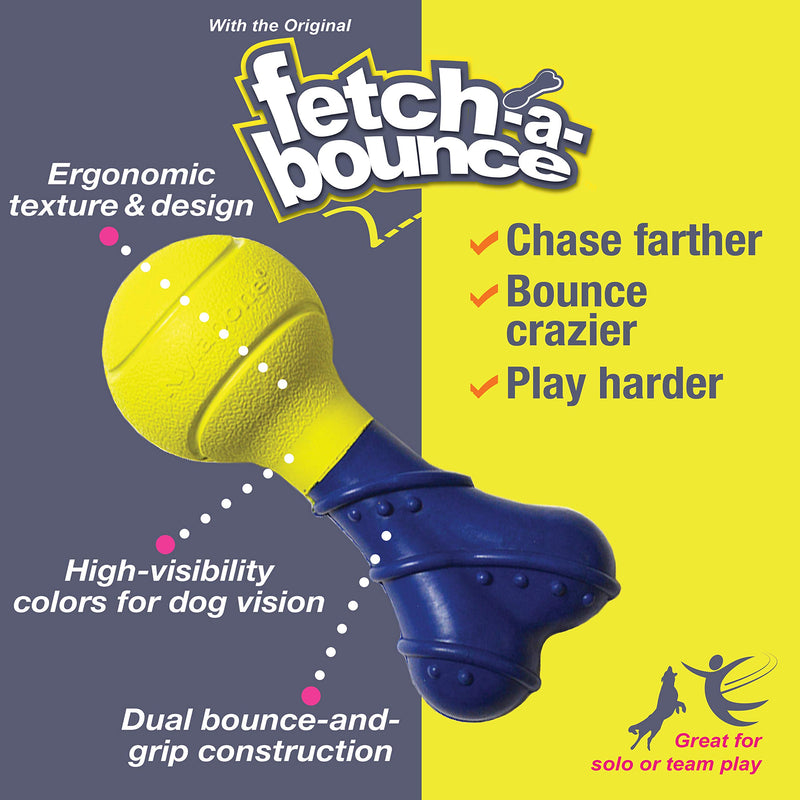 [Australia] - Nylabone Power Play Fetch-A-Bounce Soft Bouncy Ball Dog Toy, Power Play Rubber Dog Toy Fetch-a-Bounce, 5", Blue 