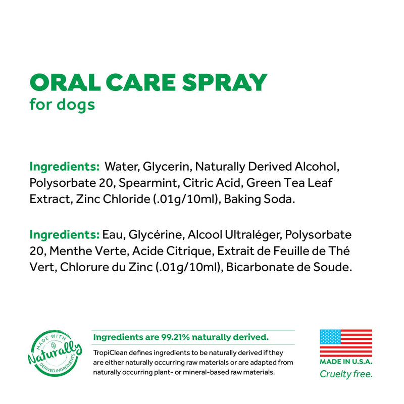 Fresh Breath by TropiClean Oral Care Spray for Pets, 4oz - Made in USA - PawsPlanet Australia