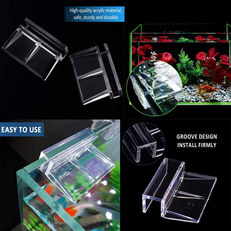 NC 16 Pcs Fish Tanks Glass Cover Clip 6mm Transparent Aquarium Fish Tanks Support Holder Universal Acrylic Lid Clips for Rimless Aquariums - PawsPlanet Australia