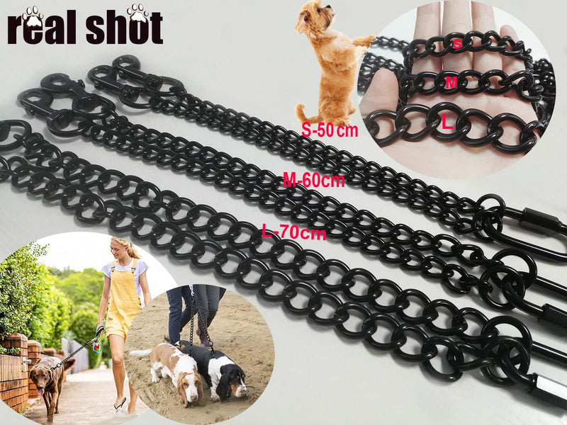 Dog leash double leash for 2 dogs, double dog leash for dogs, high-performance steel chain dog leash, metal dog leash, double coupler dog leashes for large, small dogs, S 3.0 mm, 50 cm, S-50 cm - PawsPlanet Australia