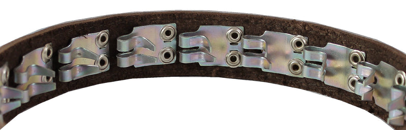 [Australia] - Training Pinch and Genuine Leather Studded Dog Collar Fits 16"-19" Neck Brown 24"x1" Wide 