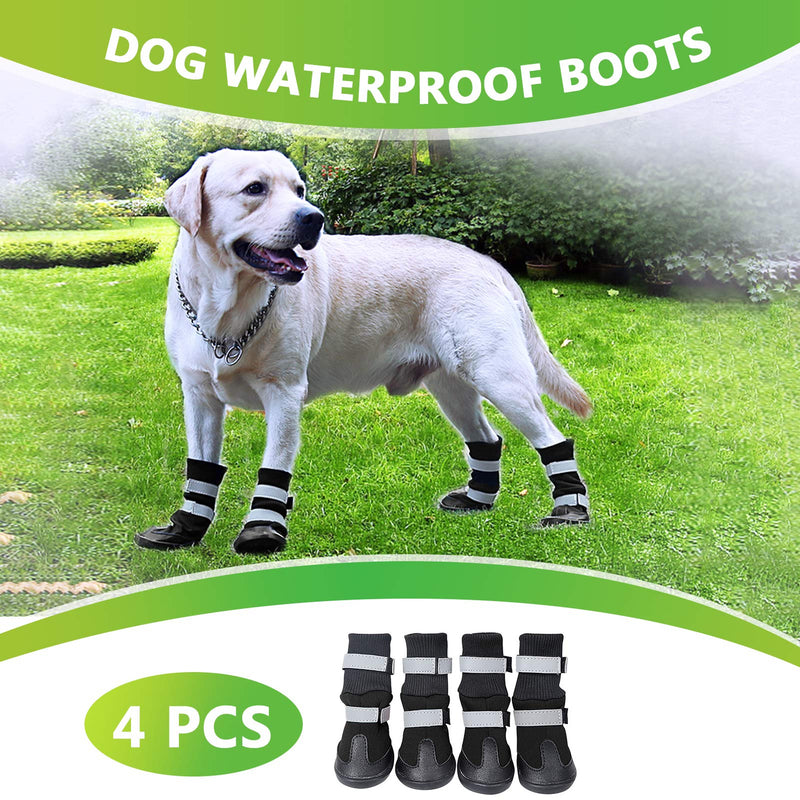 [Australia] - KOESON Waterproof Dog Boots Winter Pet Shoes, Outdoor Pet Snow Booties with Reflective Straps, Cold Weather Paw Protector with Anti-Slip Sole for Medium Large Dogs 4 Pcs Small Black 