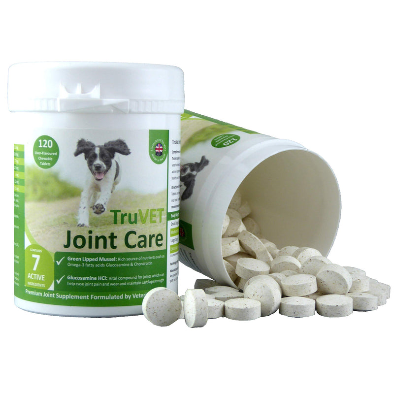 TRU VET Dog Joint Care Supplements Tablets Glucosamine Green Lipped Mussel Powerful Glucosamine HCI Green Lipped Mussel Joint Care Nutrients for Dog Aids Stiff Joints, Supports Joint Structure 120 - PawsPlanet Australia