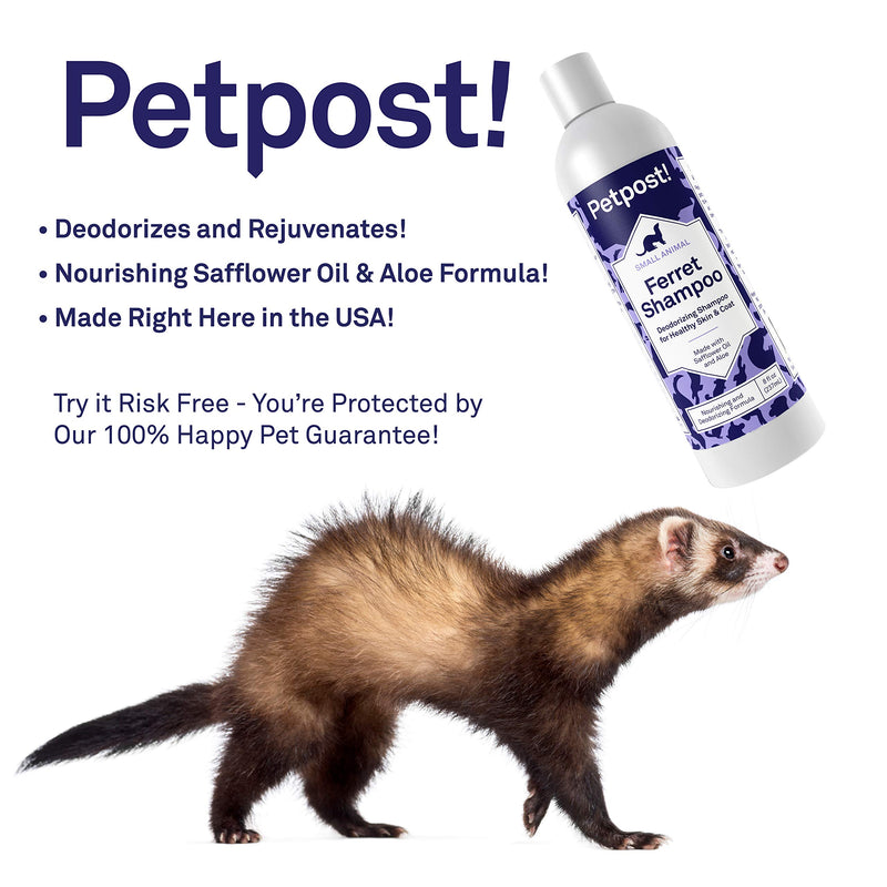 Petpost | Ferret Shampoo - Naturally Effective Deodorant Shampoo for Ferrets and Small Animals - Healthy Skin & Coat Formula (8 oz.) 236.6 ml (Pack of 1) - PawsPlanet Australia