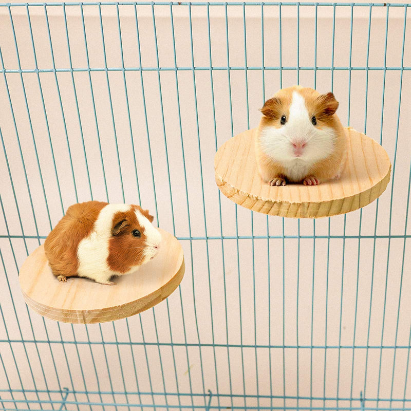 Squirrel Gerbil Chinchilla and Dwarf Hamster L-Shaped Pedal Wooden Platform, 3 Pieces of Natural Wooden Parrot Hamster Round Standing Board, Rat Activity Chinchilla Bird Cage Accessories style-1 - PawsPlanet Australia