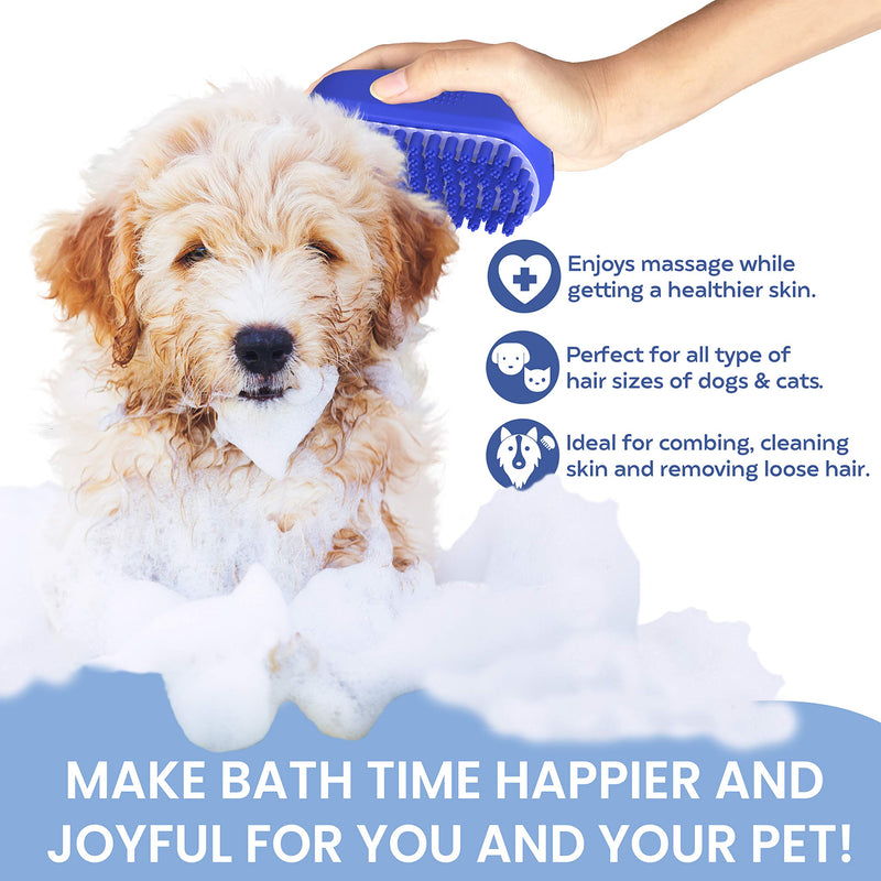 Scrubit Pet Bath Brush – Shampoo & Massage Soft Rubber Brush for Dogs Cats and Other Pets – Grooming Tool for Removing Shed Fur from Animals – Bathing Comb for Short & Long Pet Hair - PawsPlanet Australia