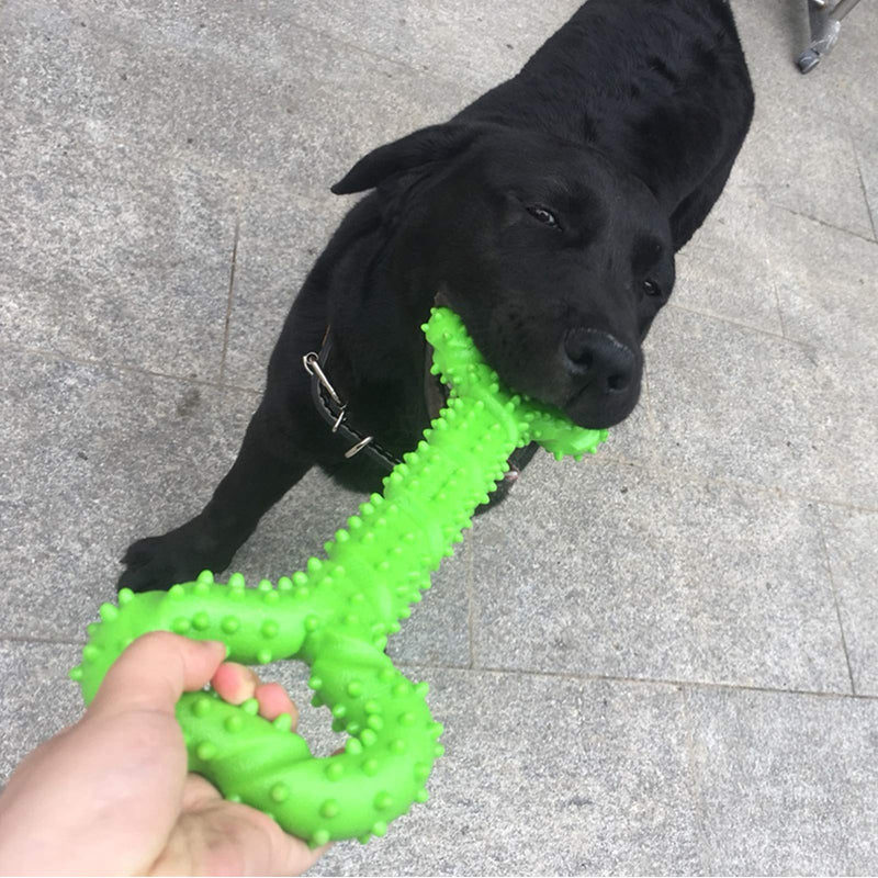 atopo Robust dog toy 13 inch bone shaped chew toy made of hard rubber with convex design strong interactive toy for large small dogs, cleaning teeth and massaging gums green - PawsPlanet Australia