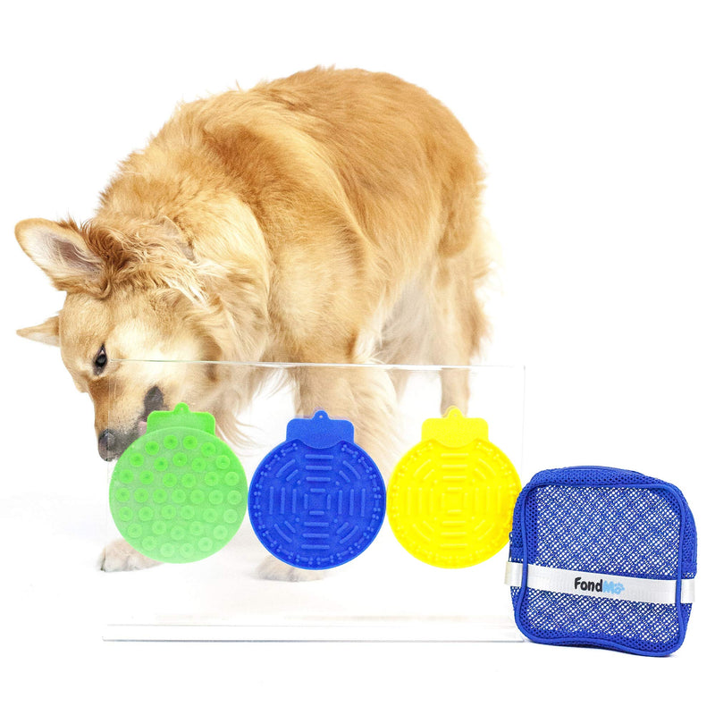 [Australia] - FondMo Lick Mat for Dogs, Dog Lick Pad 3PCS with A Storage Bag, Peanut Butter for Dogs for Bath and Shower, Slow Feeder Dog Licking Mat, Dog Anxiety Relief, Yogurt Plain, Lick Mat for Dog Nail Polish 