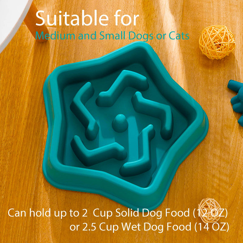 Vealind Double Slow Feeder Dog Bowls Non Skid Pet Slow Eating Bowl Healthy Eating for Small & Medium Size Cats and Dogs (Blue+Green) Blue+Green - PawsPlanet Australia