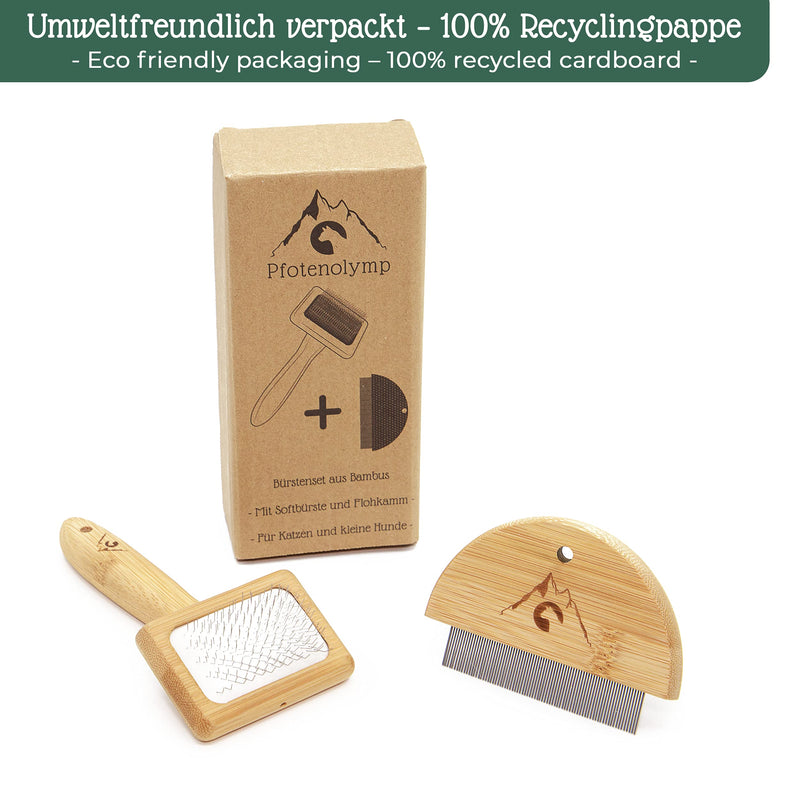 Pfotenolymp® soft brush & flea comb for cats set - cat brush I cat comb - lice comb I nit comb for cats - against lice & fleas - cat hair brush - PawsPlanet Australia