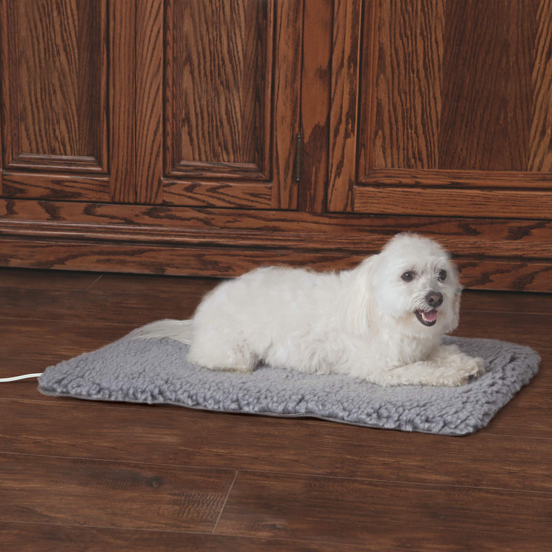 [Australia] - K&H PET PRODUCTS Thermo-Plush Pad Indoor Heated Pet Bed for Dogs & Cats, Gray, Medium 17.5in x 28in, 22W 