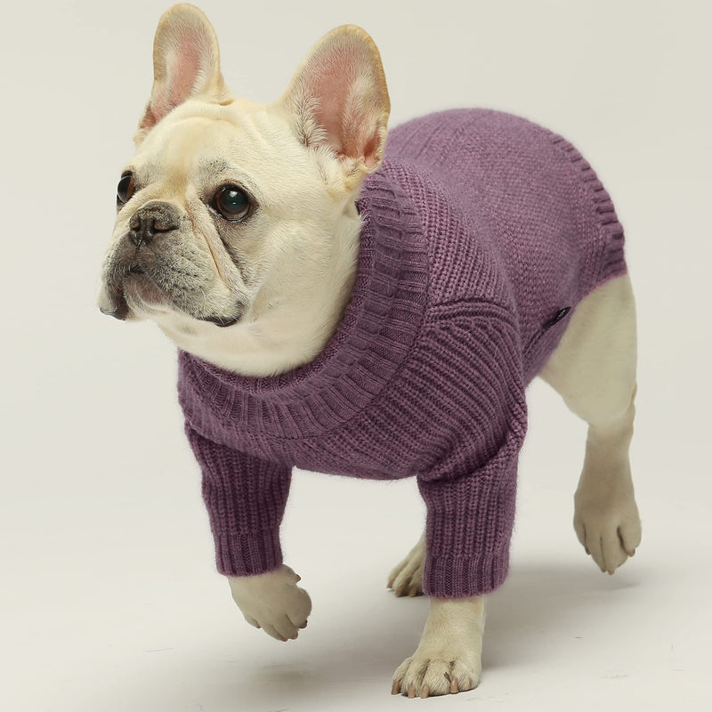 Fitwarm Thermal Knitted Dog Sweater Doggy Winter Coat Pet Clothes Doggie Turtleneck Jacket Puppy Outfits Cat Sweatsuit XS Purple - PawsPlanet Australia