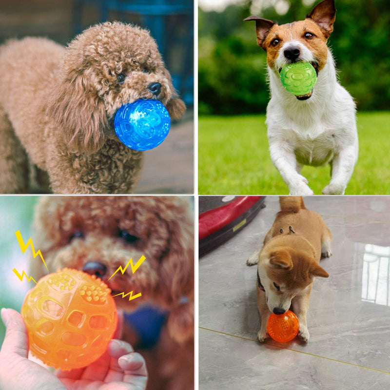 PETTOM Dog Ball Squeaky Toy Durable Small Dog Chew Toys Balls Waterproof Floating Bouncy Rubber Ball with Squeaky Sound for Training Swimming, 3 Packs (Orange,Blue,Green) - PawsPlanet Australia