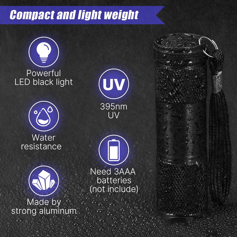 Roceei UV Black Light Flashlight Small Handheld UV Flashlight 395nm Portable Ultraviolet Light Detector for Pet Urine Stain Invisible Ink Pens Outdoor Car (4) 4 - PawsPlanet Australia
