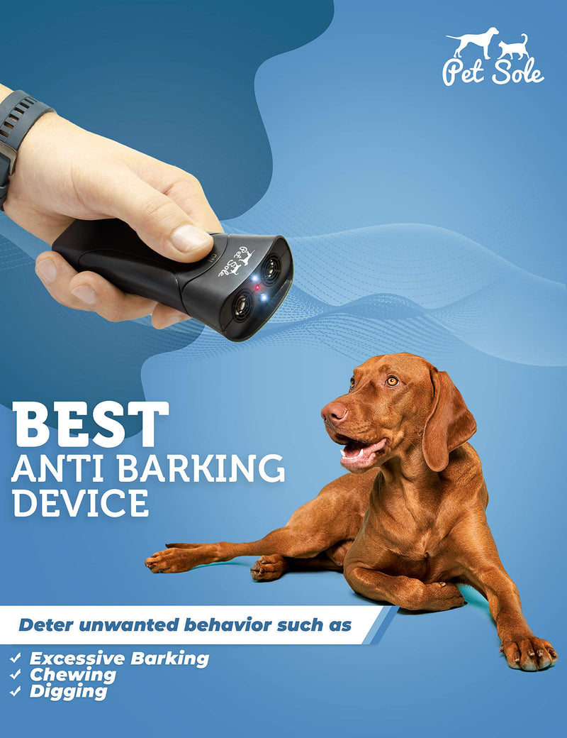 [Australia] - PETSOLE Anti Barking Device - Ultrasonic Dog Barking Deterrent & 3 in 1 Bark Control Tool, Pet Training Device, Handheld Trainer, Stop Barking & Repellent Indoor Outdoor Black 