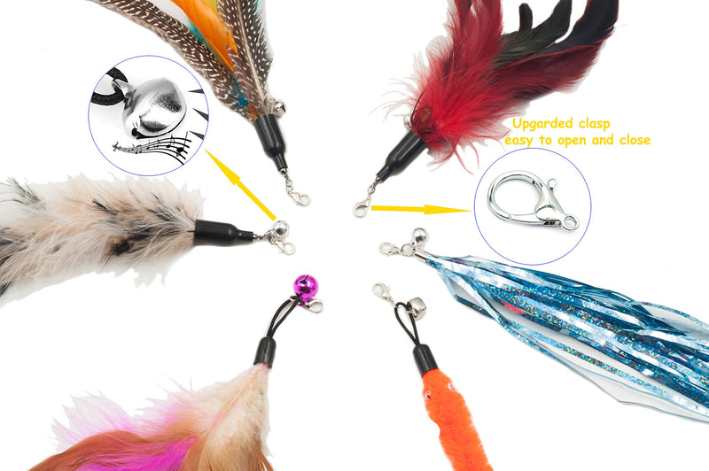 [Australia] - Fashion's Talk Kitten Feather Wire Wands Worm Teaser Wand Cat Toy with Replacement Pack 2 Wands with Feather Replacement Pack 