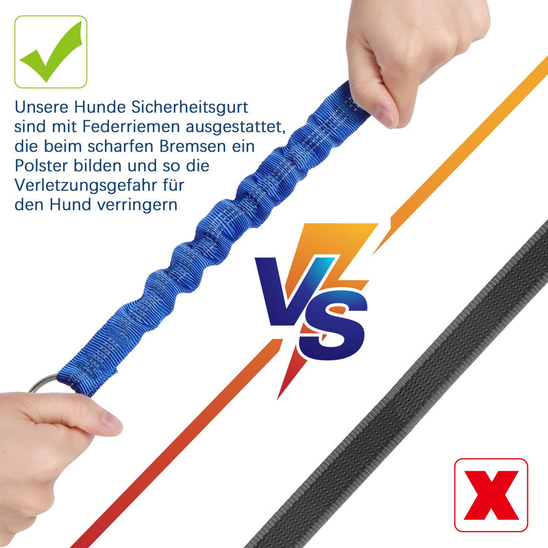 Dog seat belt for car, adjustable seat belt 52-75 cm, adjustable dog seat belt for travel, elastic dog seat belt double-headed for dogs, cats and car blue - PawsPlanet Australia