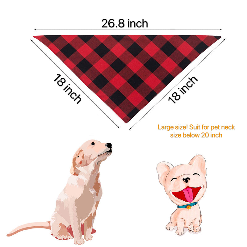 [Australia] - YBXZ Buffalo Plaid Dog Bandanas 1Pack,Red Flannel Cotton Bandanas Scarfs Triangle Bibs for Small Medium Large Size Dogs and Cats Double Layer Thickening Washable 