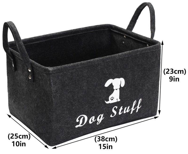 Geyecete Dog Apparel & Accessories/Dog toys/Pet supplies storage Basket/Bin with PU Handles, Collapsible & Convenient Storage Solution for Office, Bedroom, Closet, Toys, Laundry(Dark Grey) Dark Grey - PawsPlanet Australia