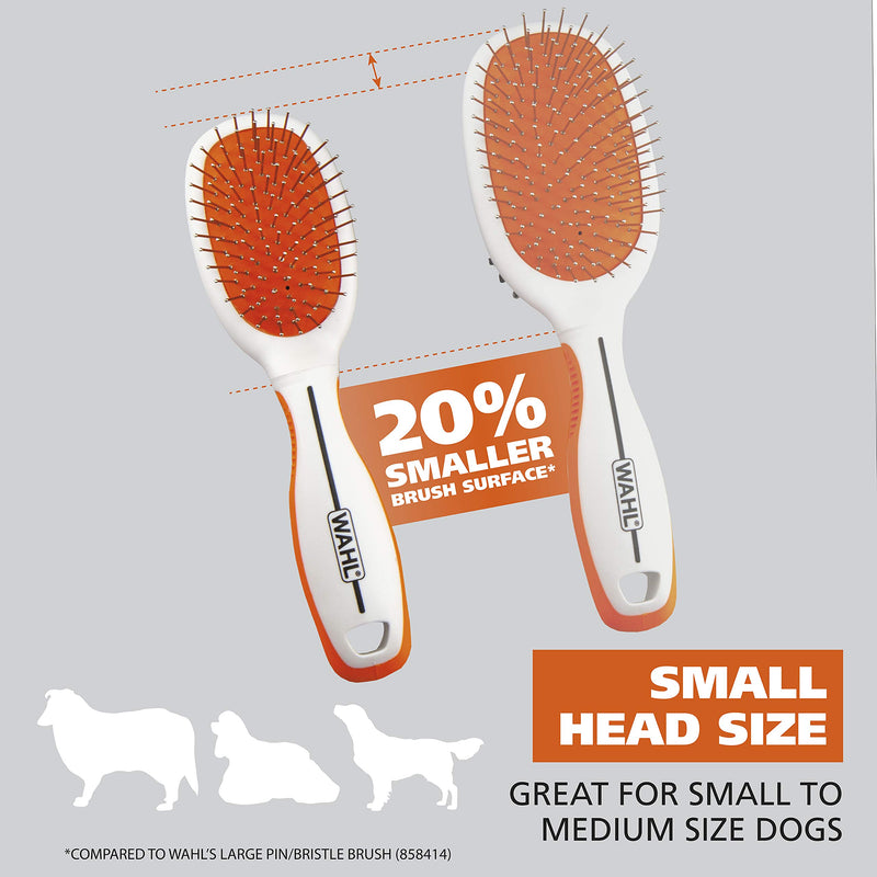 Wahl Premium Pet Double Sided Medium Pin Bristle Brush, Ergonomic Brush with Ergonomic Rubber Grips for Comfortable Brushing and Finishing Coats of Dogs and Cats – Model 858413 - PawsPlanet Australia